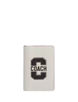 Coach Id Card Wallet With Varsity Motif Chalk Black 