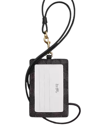 Coach Id Lanyard In Signature Canvas Walnut Black 