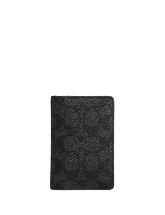 Coach Id Wallet In Signature Canvas Charcoal Black 