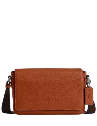 Coach Jack Small Flap Crossbody Bag  Amber Brown 