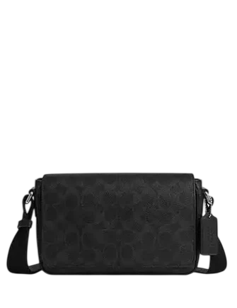 Coach Jack Small Flap Crossbody Bag In Signature Canvas Black