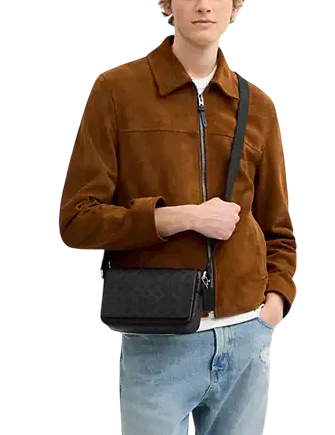 Coach Jack Small Flap Crossbody Bag In Signature Canvas Black