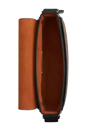 Coach Jack Small Flap Crossbody Bag In Signature Canvas Tan Black