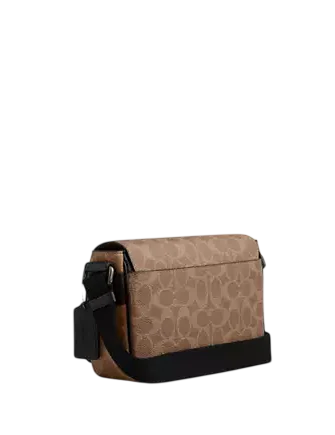 Coach Jack Small Flap Crossbody Bag In Signature Canvas Tan Black