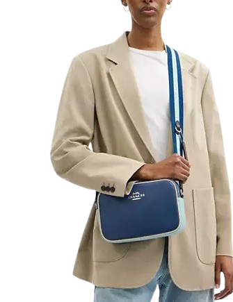 Coach Jamie Camera Bag In Colorblock Deep Blue Light Blue