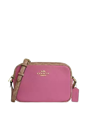 Coach Jamie Camera Bag In Signature Canvas Pink Tan