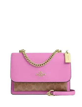 Coach Klare Crossbody Bag In Signature Canvas Tan Fuschia