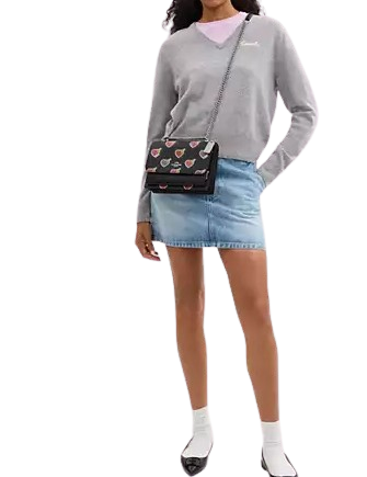 Coach Klare Crossbody Bag With Heart Bolt Print Black