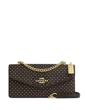 Coach Klare Envelope Crossbody Bag In Signature Canvas With Rivets Walnut Black