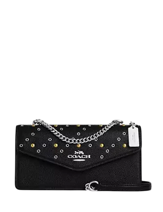 Coach Klare Envelope Crossbody Bag With Rivets Black