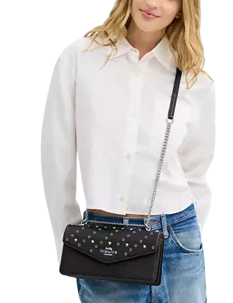 Coach Klare Envelope Crossbody Bag With Rivets Black