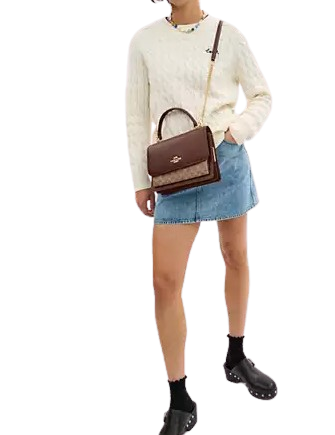 Coach Klare Top Handle Bag In Signature Canvas Tan Brown