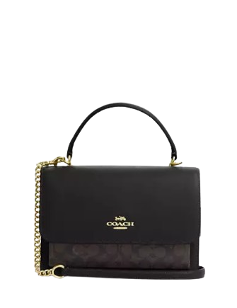 Coach Klare Top Handle Bag In Signature Canvas Walnut Black
