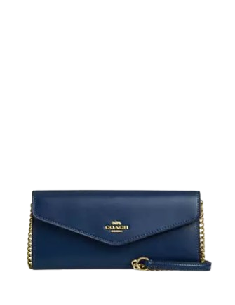 Coach Klare Wallet With Chain Deep Blue 