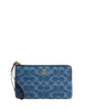 Coach Large Corner Zip Wristlet In Signature Denim Indigo