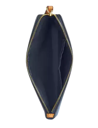 Coach Large Corner Zip Wristlet In Signature Denim Indigo