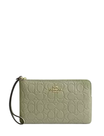 Coach Large Corner Zip Wristlet In Signature Leather