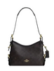 Coach Laurel Shoulder Bag 22 With Buckles In Signature Canvas Walnut Black
