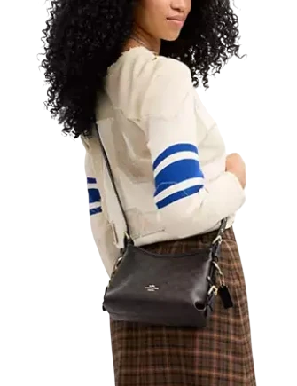 Coach Laurel Shoulder Bag 22 With Buckles In Signature Canvas Walnut Black