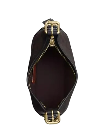 Coach Laurel Shoulder Bag 22 With Buckles In Signature Canvas Walnut Black