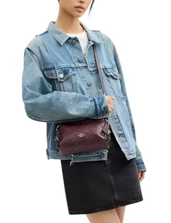Coach Laurel Shoulder Bag 22 With Buckles In Signature Canvas Walnut Black