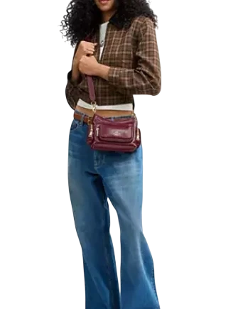 Coach Laurel Shoulder Bag 22 With Pockets Dark Cherry