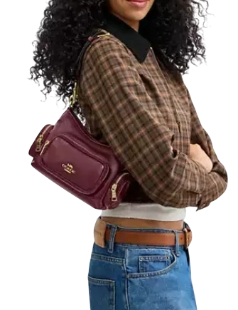 Coach Laurel Shoulder Bag 22 With Pockets Dark Cherry