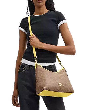Coach Laurel Shoulder Bag In Signature Canvas Tan Yellow