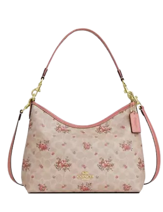Coach Laurel Shoulder Bag In Signature Canvas With Floral Print Sand 