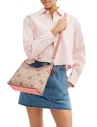 Coach Laurel Shoulder Bag In Signature Canvas With Floral Print Sand 