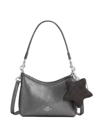 Coach Laurel Small Shoulder Bag With Star Charm Metallic Graphite and Walnut