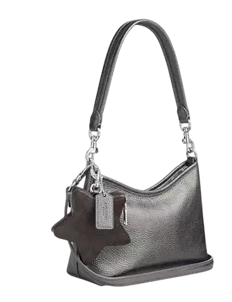 Coach Laurel Small Shoulder Bag With Star Charm Metallic Graphite and Walnut