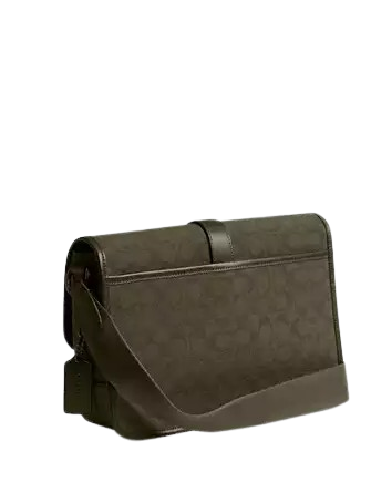 Coach League Messenger Bag In Signature Canvas Jacquard Army Green
