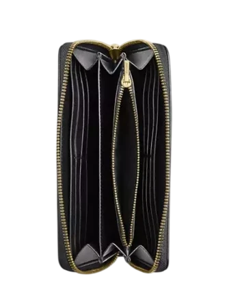 Coach Long Zip Around Wallet Black