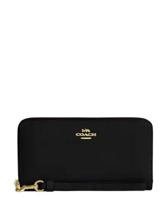 Coach Long Zip Around Wallet Black