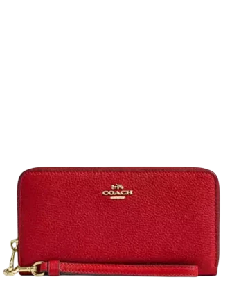 Coach Long Zip Around Wallet Bright Cardinal