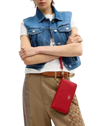 Coach Long Zip Around Wallet Bright Cardinal