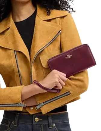 Coach Long Zip Around Wallet Dark Cherry
