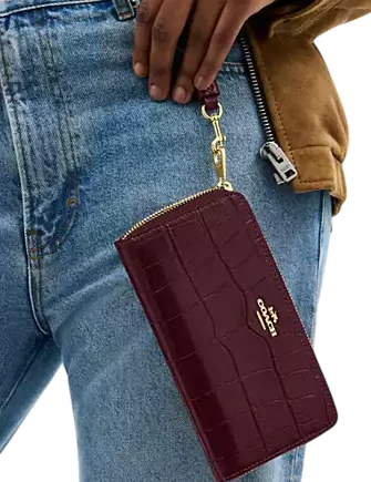 Coach Long Zip Around Wallet Dark Wine