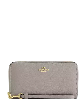 Coach Long Zip Around Wallet  Gray Birch