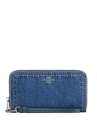 Coach Long Zip Around Wallet In Denim Indigo