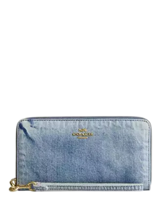 Coach Long Zip Around Wallet In Loved Denim Light Indigo