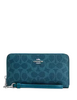 Coach Long Zip Around Wallet In Signature Canvas Aquamarine Teal