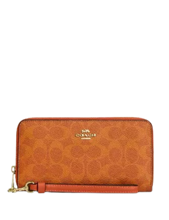 Coach Long Zip Around Wallet In Signature Canvas
