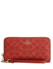 Coach Long Zip Around Wallet In Signature Canvas Crimson