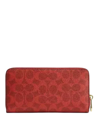 Coach Long Zip Around Wallet In Signature Canvas Crimson