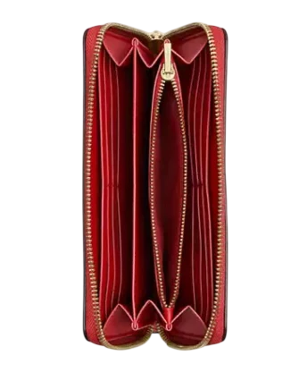 Coach Long Zip Around Wallet In Signature Canvas Crimson