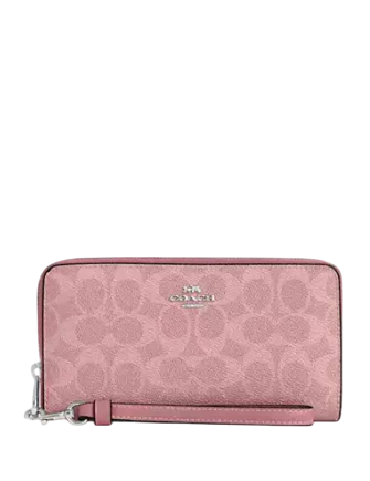 Coach Long Zip Around Wallet In Signature Canvas