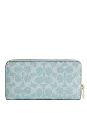 Coach Long Zip Around Wallet In Signature Canvas Light Blue
