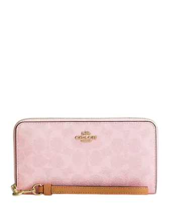 Coach Long Zip Around Wallet In Signature Canvas